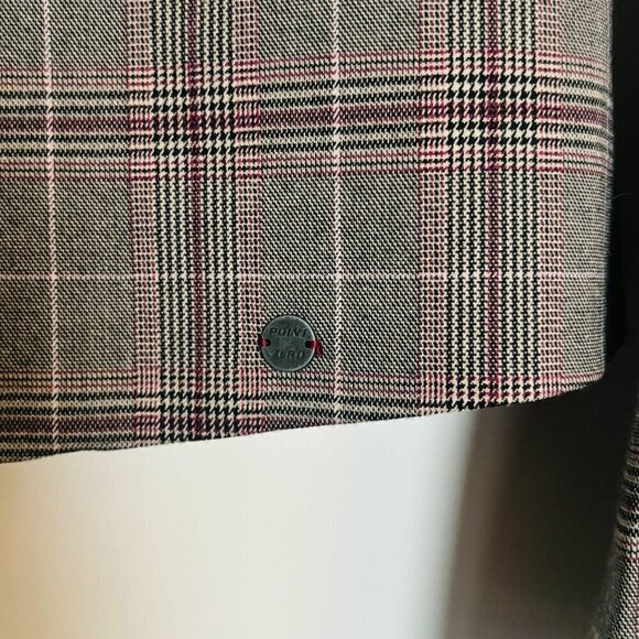 Nicole Benisti Point Zero Plaid One button Hip Length Blazer Peplum Back - Picture 7 of 13